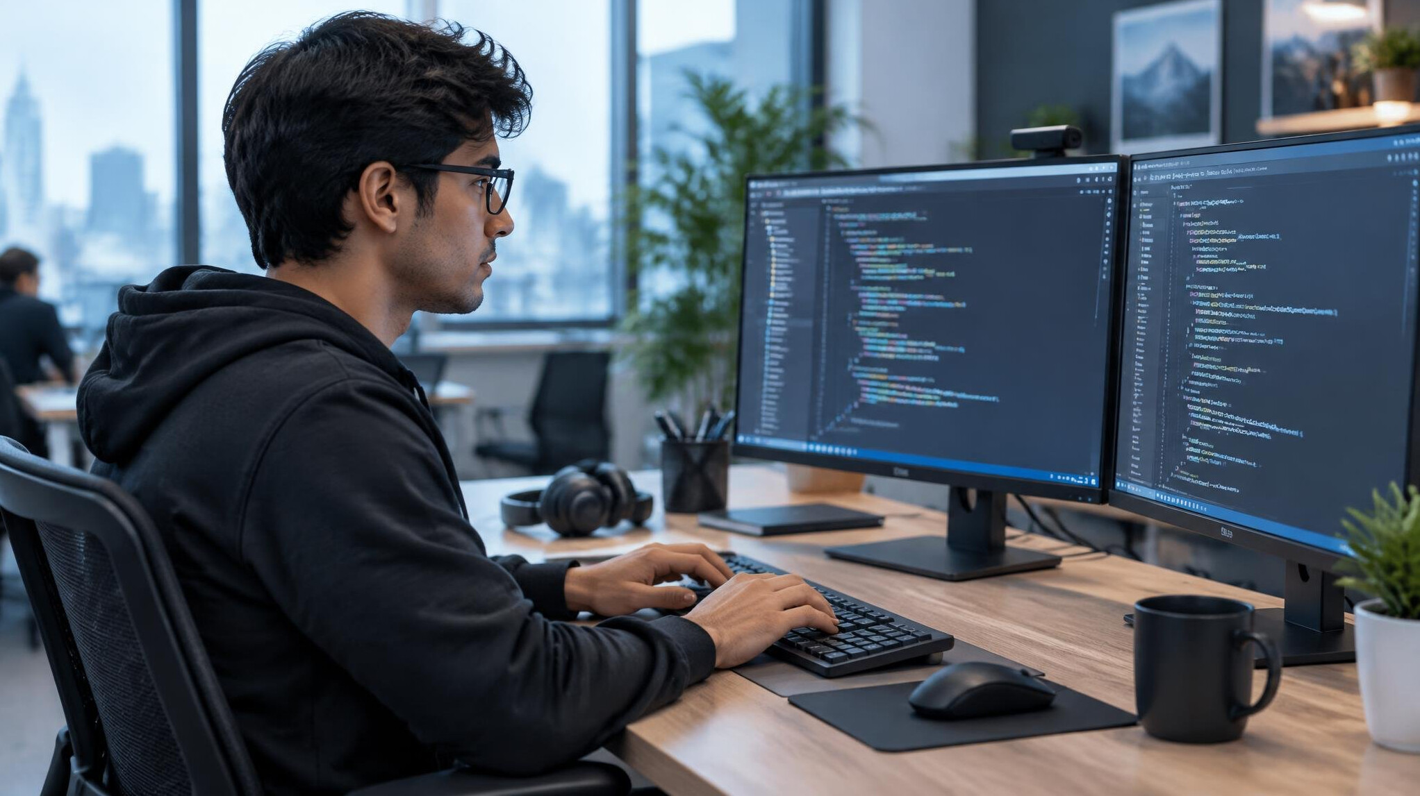 young professional working on computer
