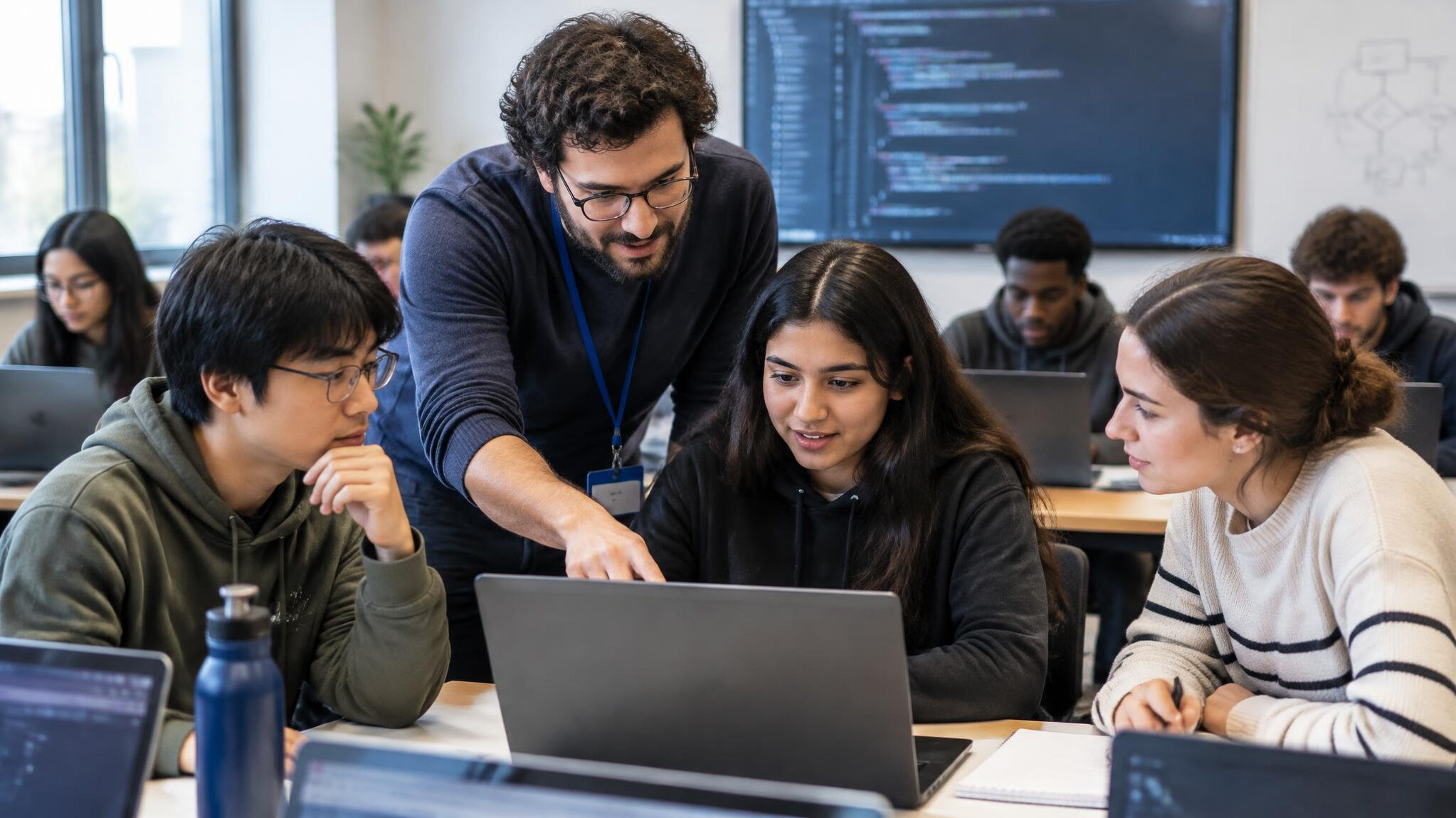 group of people in coding workshop